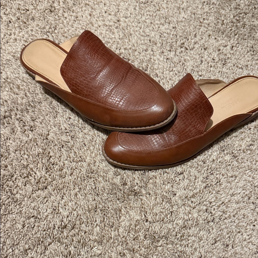 Brown Leather Slip on Shoes
